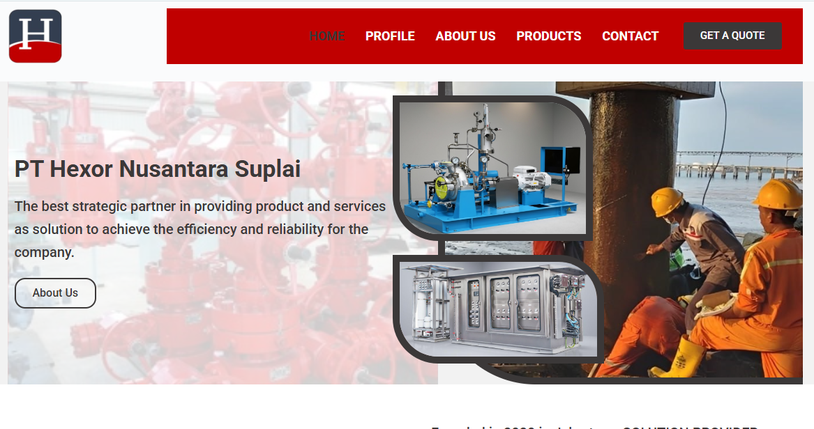 Website PT Hexor Nusantara Suplai untuk Produk dan Layanan Industri